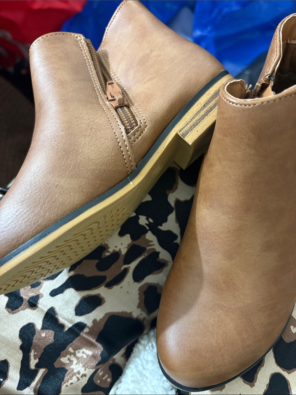 Children’s Tan Ankle Booties - Classic Zip Closure